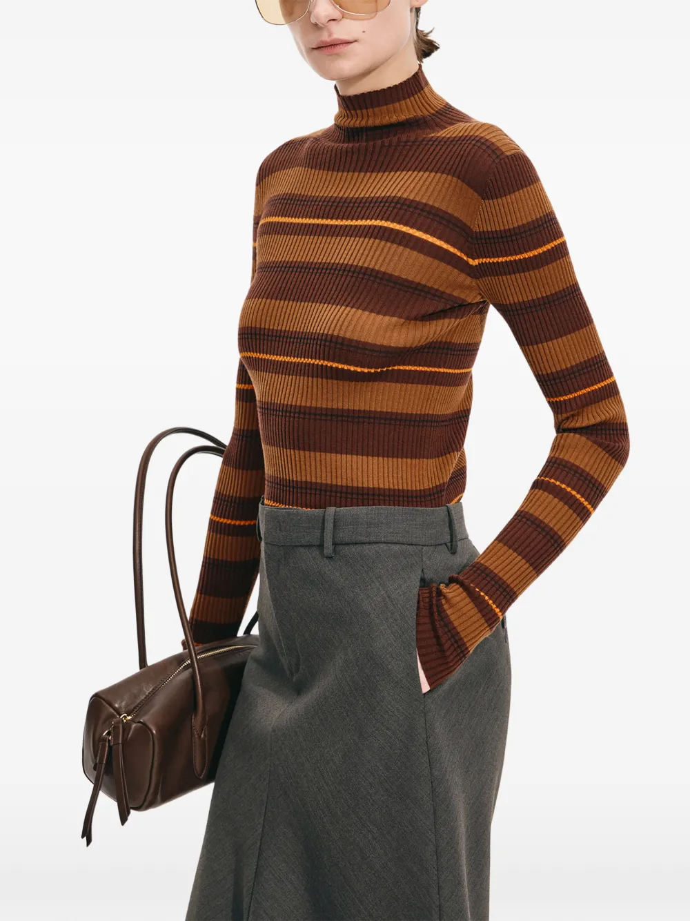 JNBY striped mock-neck sweater Bruin