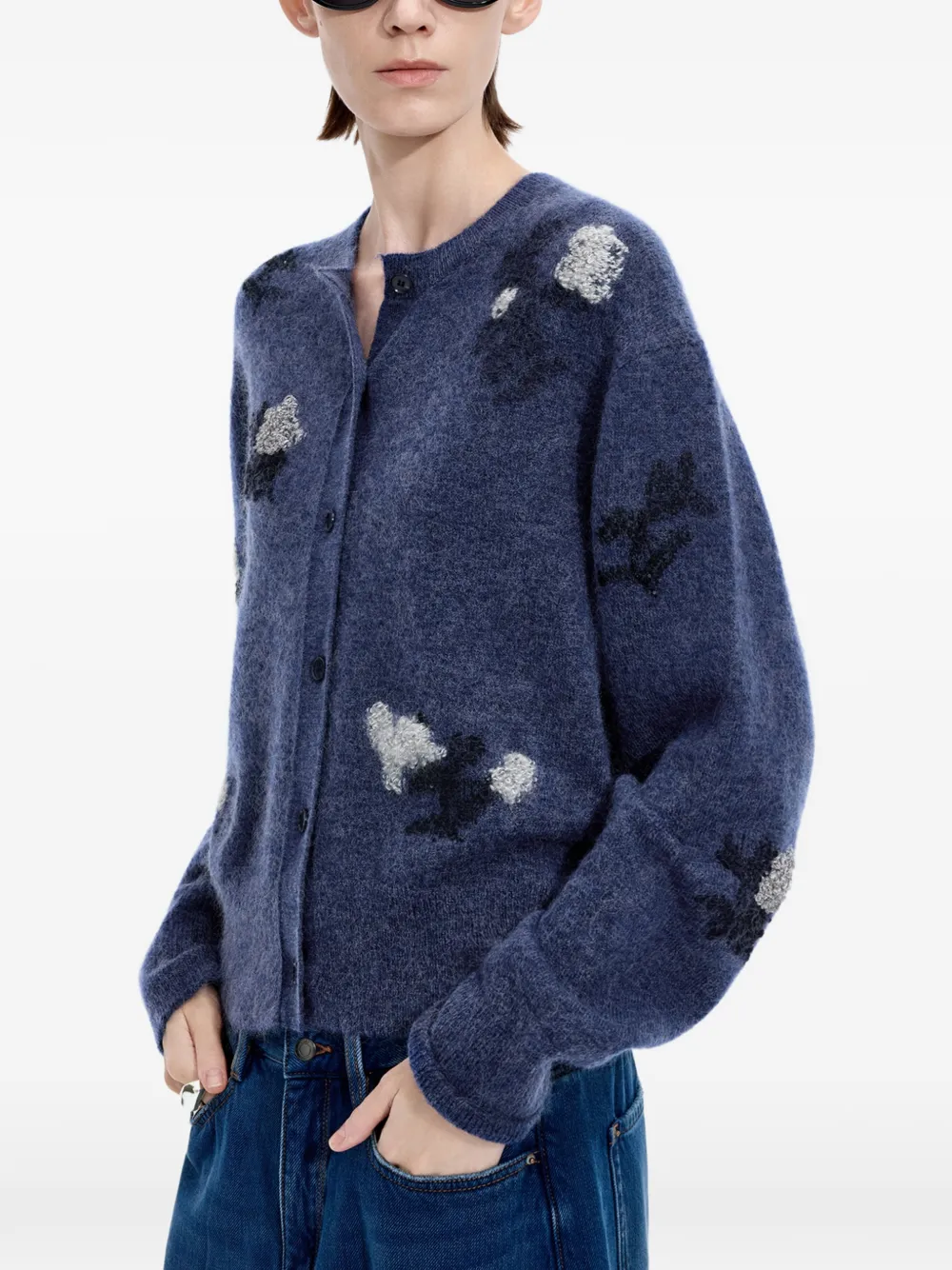 JNBY floral-intarsia cardigan Blauw
