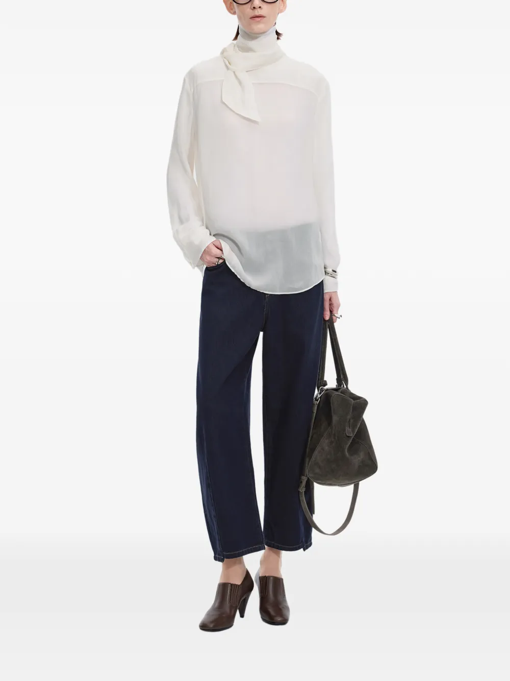 JNBY tie-neck relaxed-fit blouse Wit