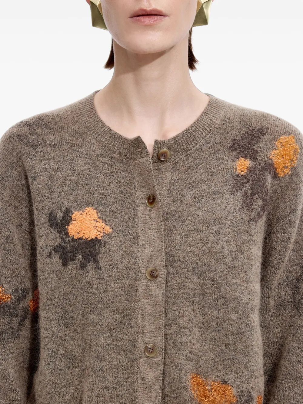 JNBY floral-embroidered cardigan Bruin
