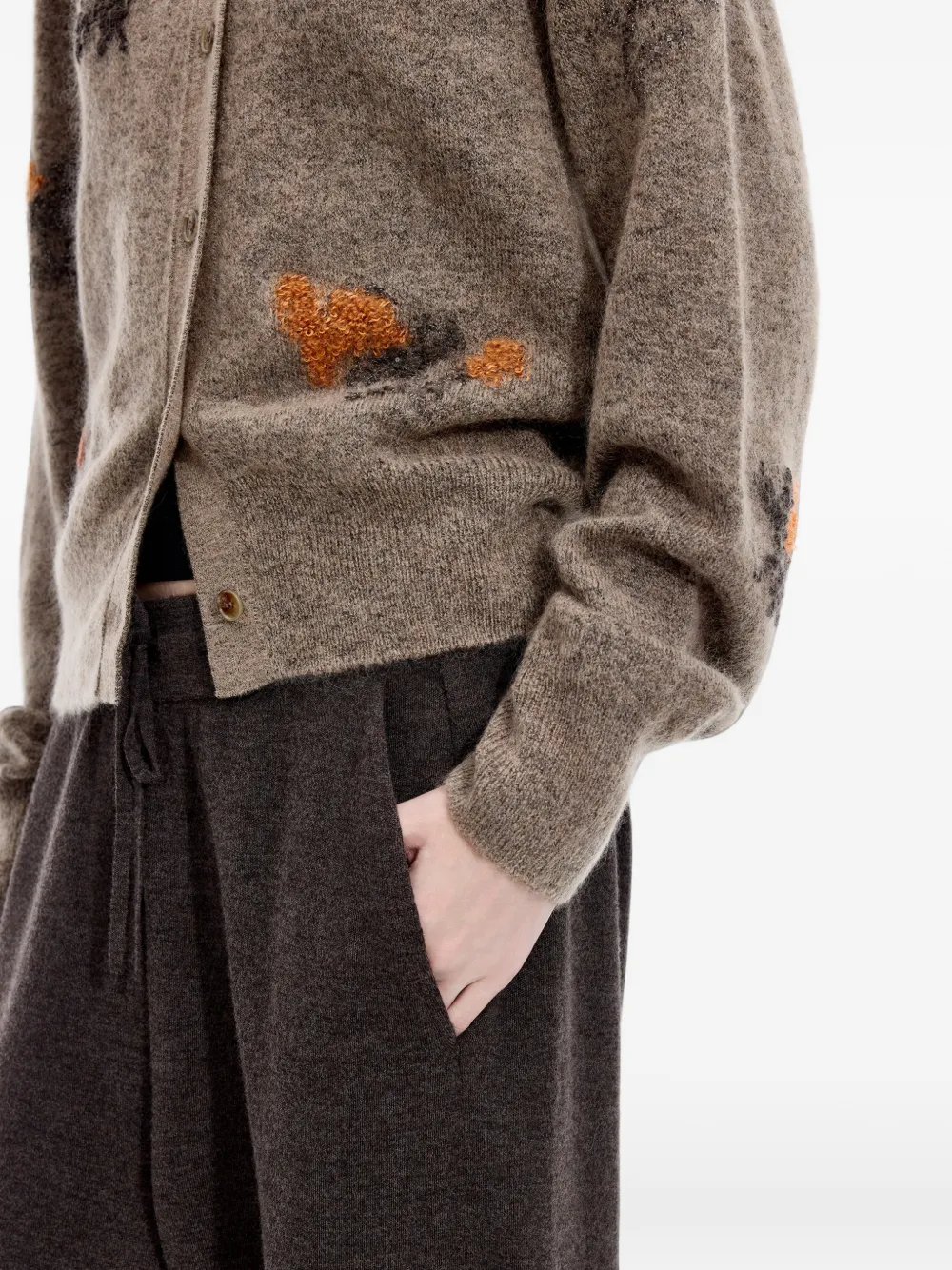 JNBY floral-embroidered cardigan Bruin