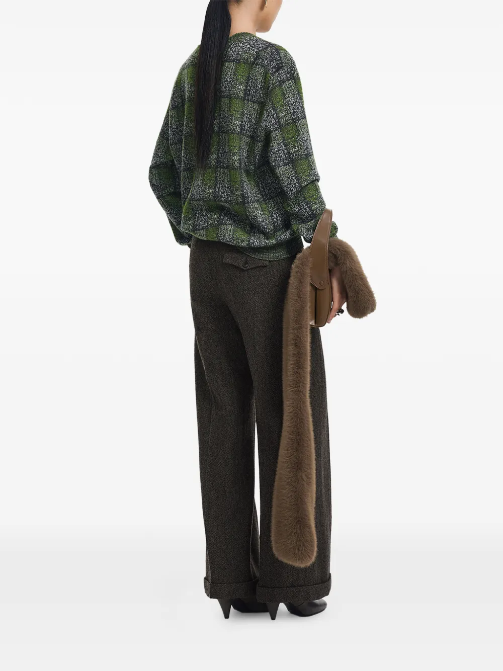 JNBY check-pattern V-neck sweater Groen