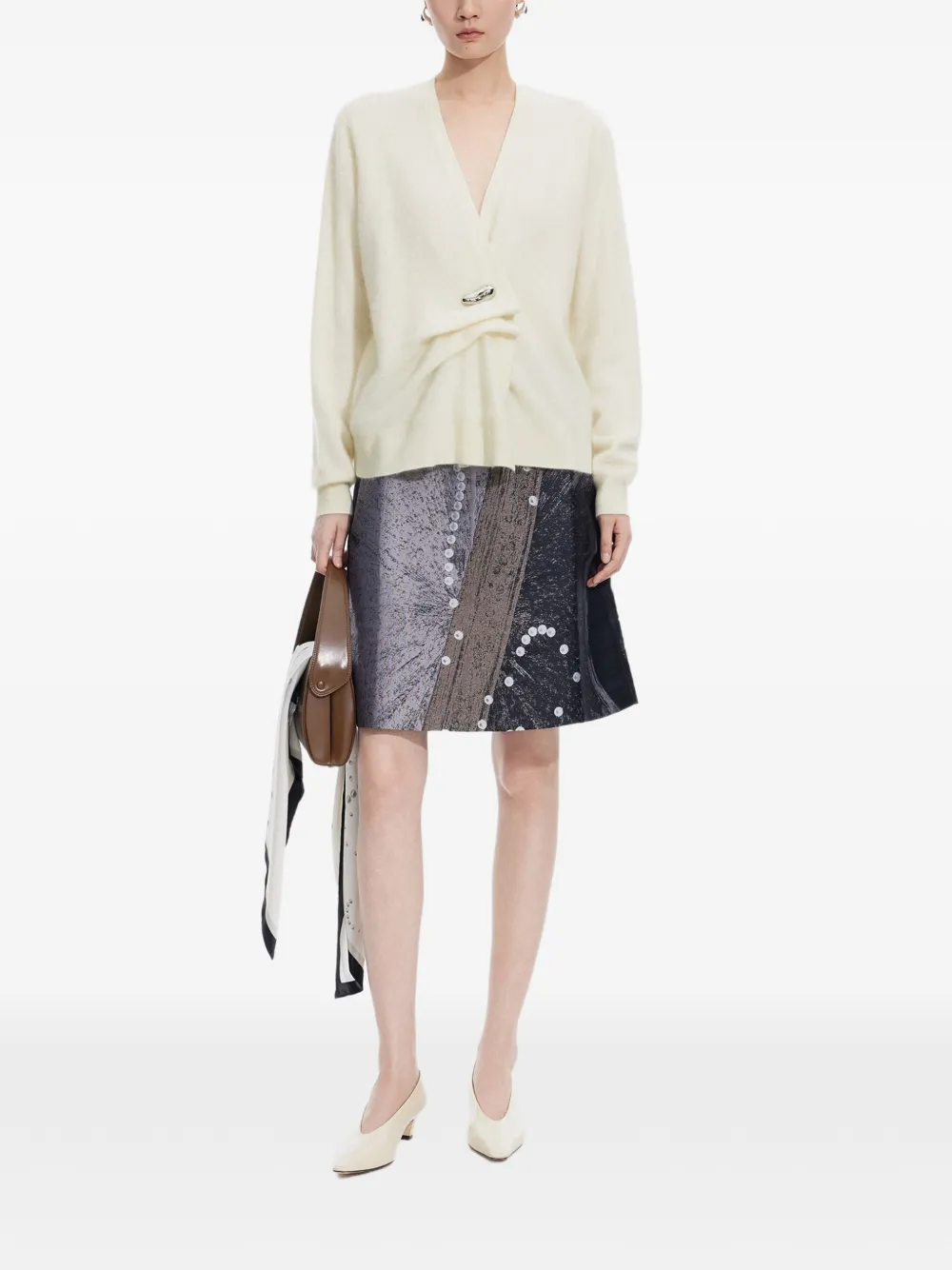 JNBY draped V-neck cardigan Beige