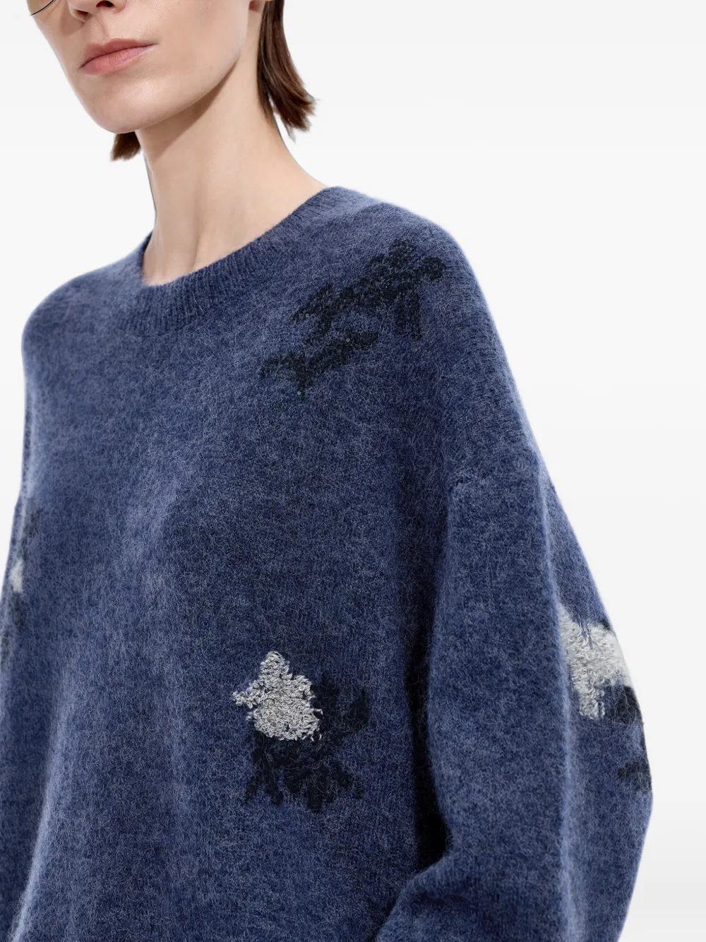 JNBY Oversized trui met bloemen-jacquard Blauw