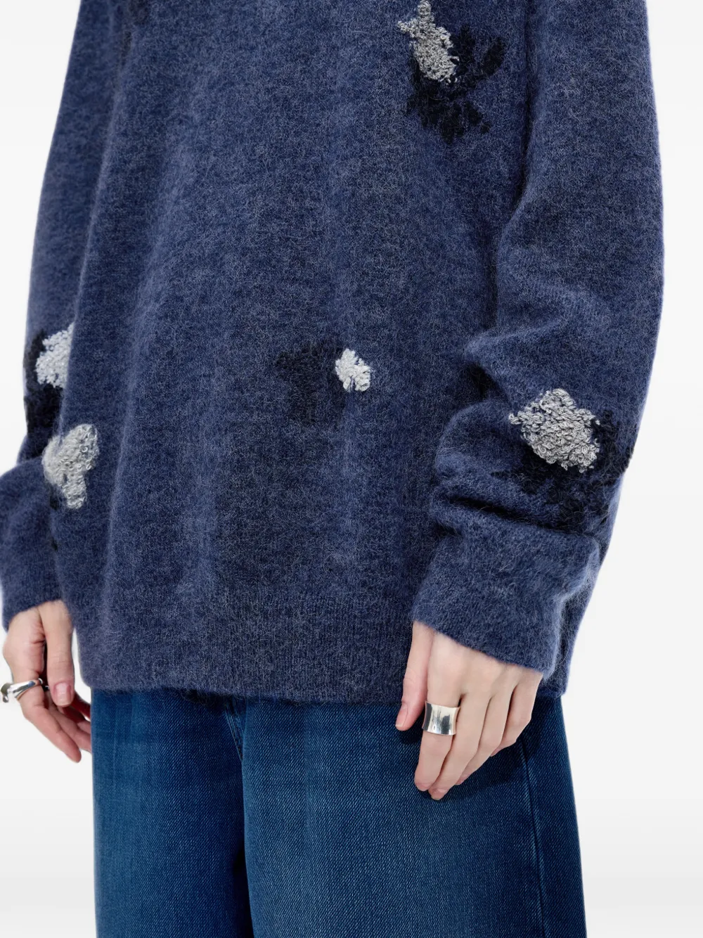 JNBY Oversized trui met bloemen-jacquard Blauw