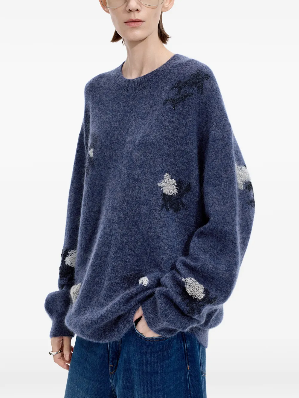 JNBY Maglione oversize a fiori jacquard - Blu