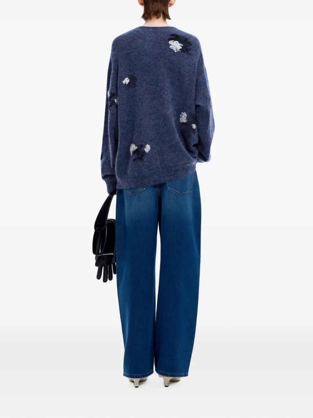 JNBY Oversized trui met bloemen-jacquard Blauw