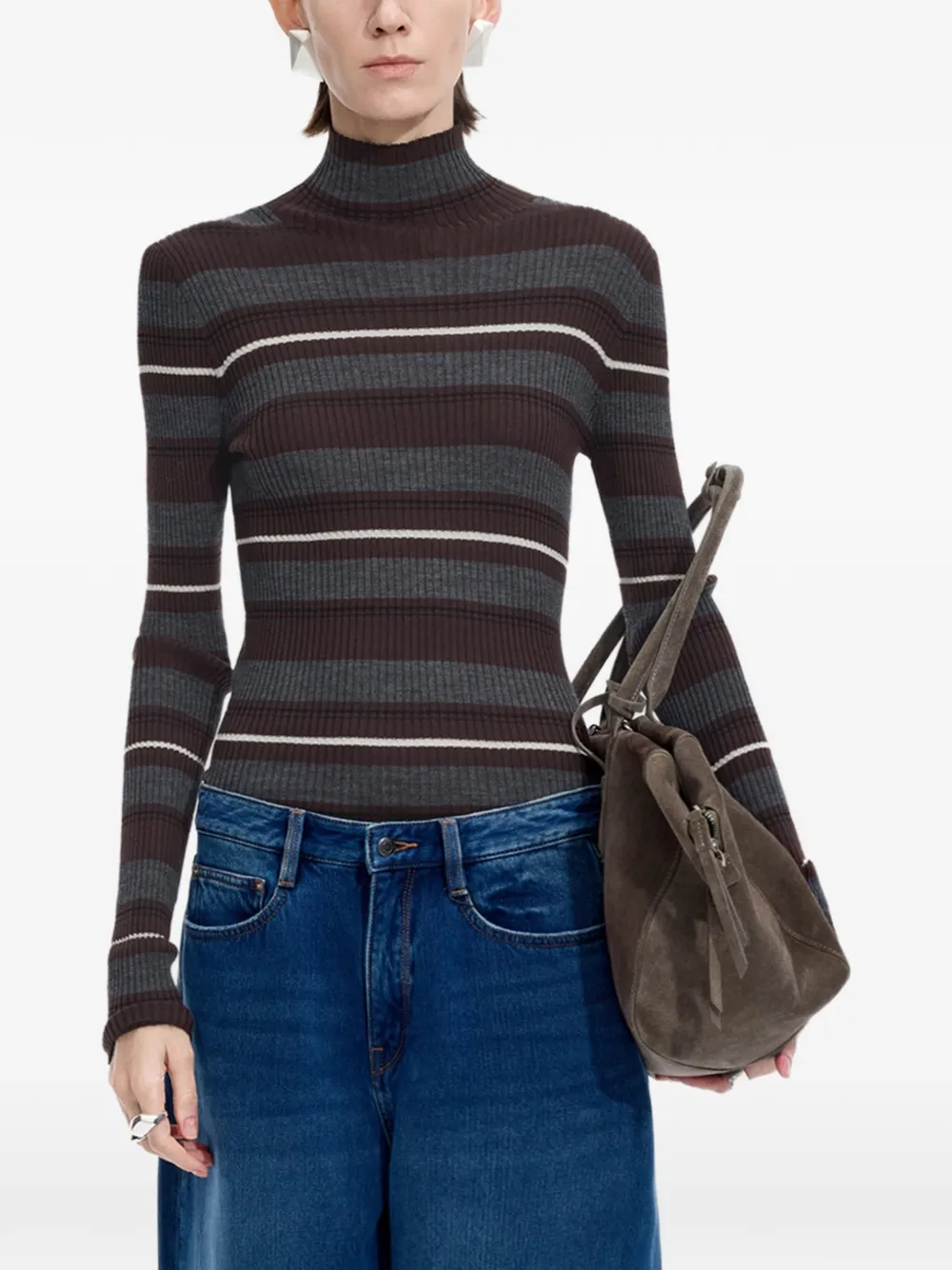 JNBY striped mock-neck sweater Bruin
