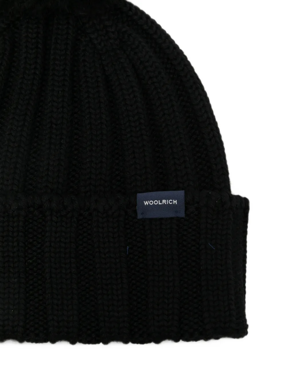Woolrich pom-pom ribbed-knit beanie hat Zwart
