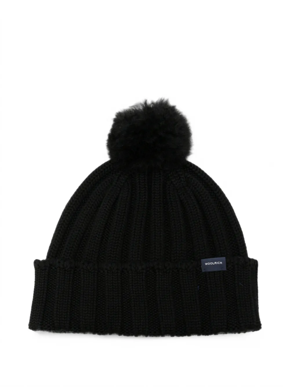 Woolrich pom-pom ribbed-knit beanie hat - Schwarz
