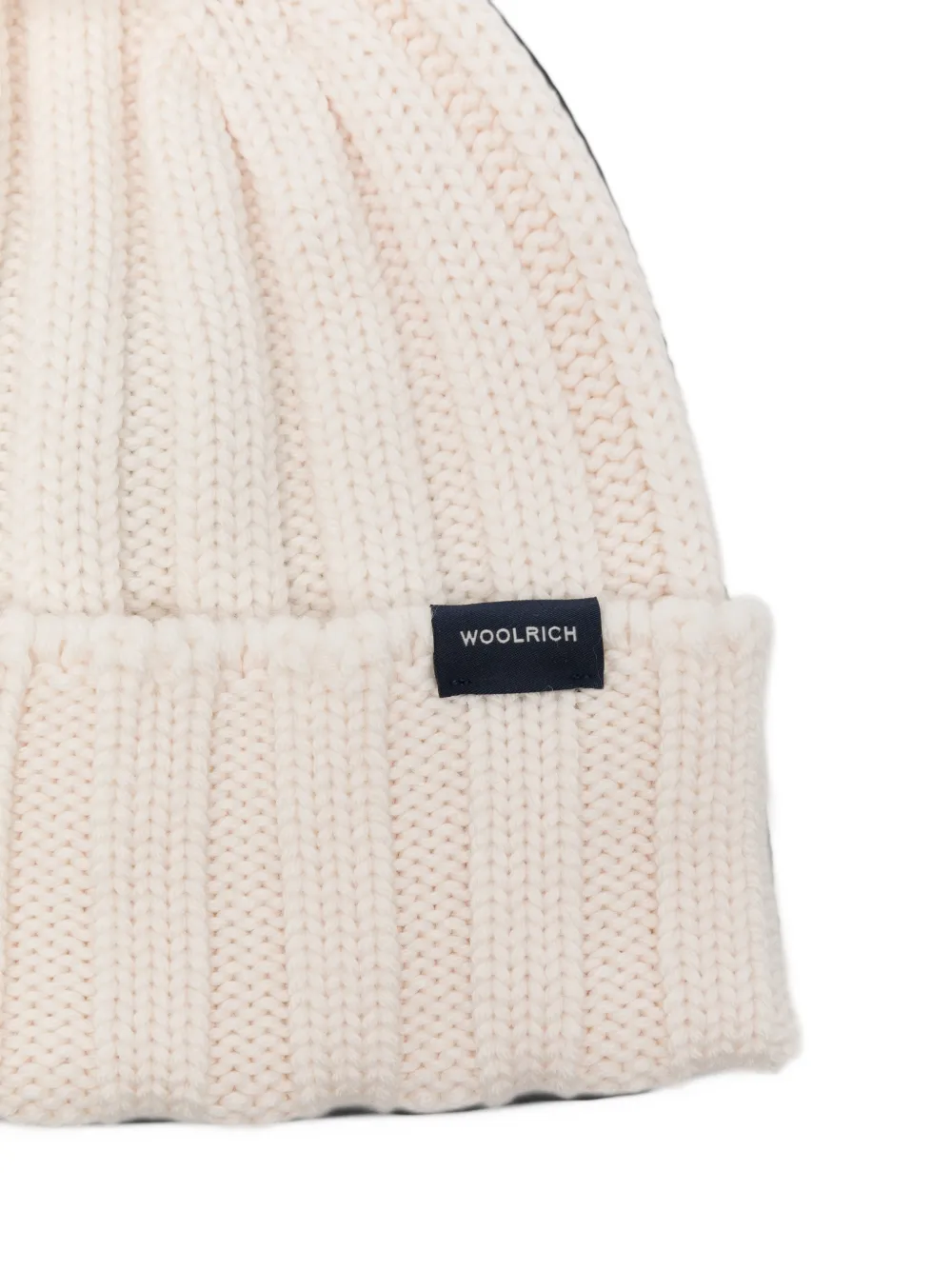 Woolrich ribbed-knit pom-pom beanie hat Wit