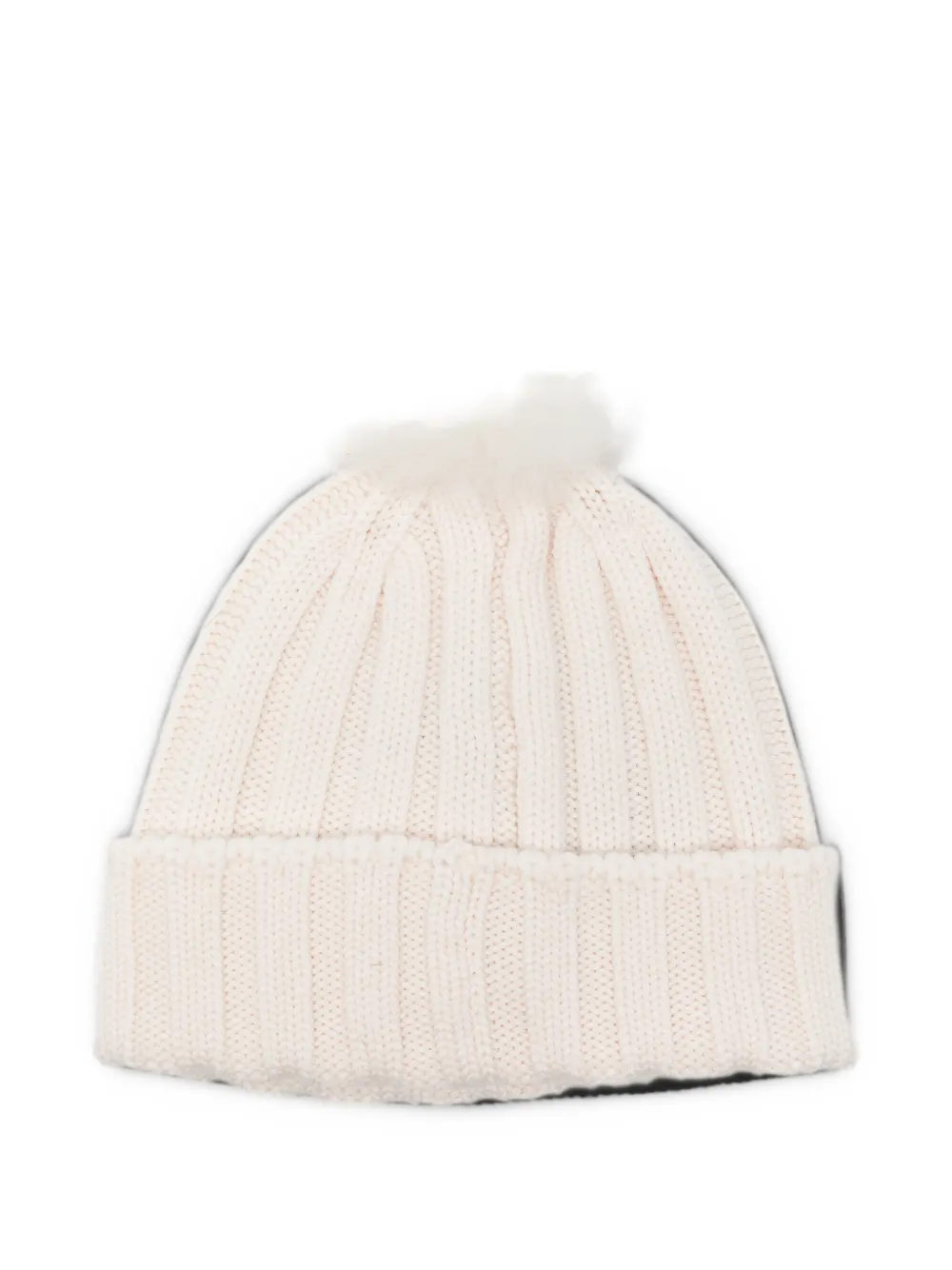 Woolrich ribbed-knit pom-pom beanie hat Wit
