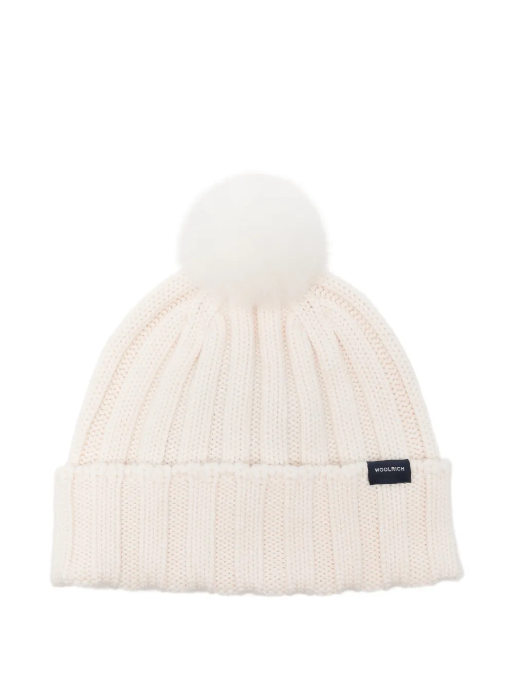 Woolrich ribbed-knit pom-pom beanie hat - Bianco