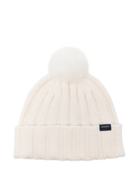 Woolrich gorro tejido de canalé con pompones