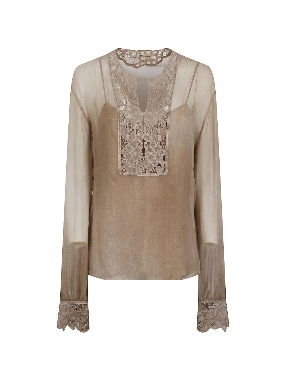 Ermanno Scervino lace-trim long-sleeve shirt