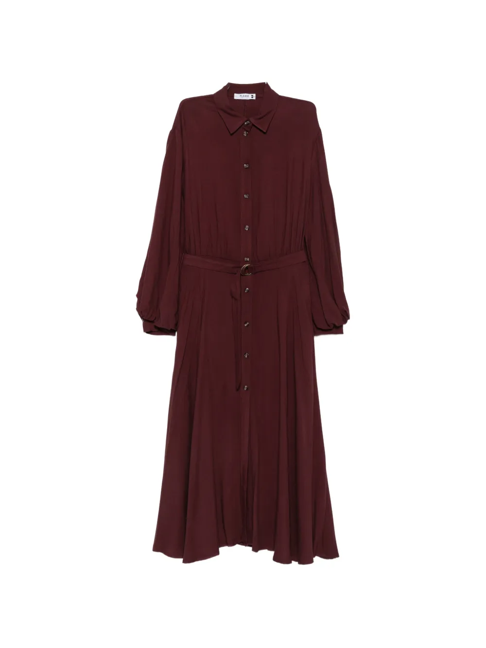 PLEASE belted button-down midi dress