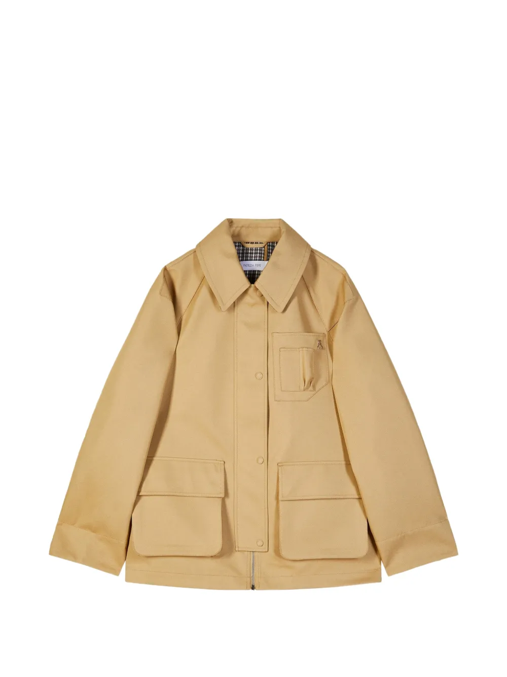 Patrizia Pepe logo-patch zip-up coat Beige