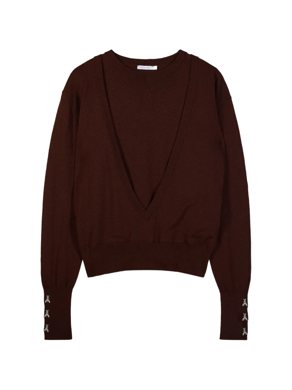 Patrizia Pepe layered-effect fine-knit sweater Bruin