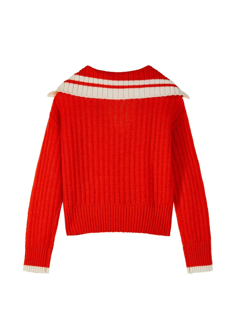 Patrizia Pepe ribbed-knit sailor-collar sweater Oranje