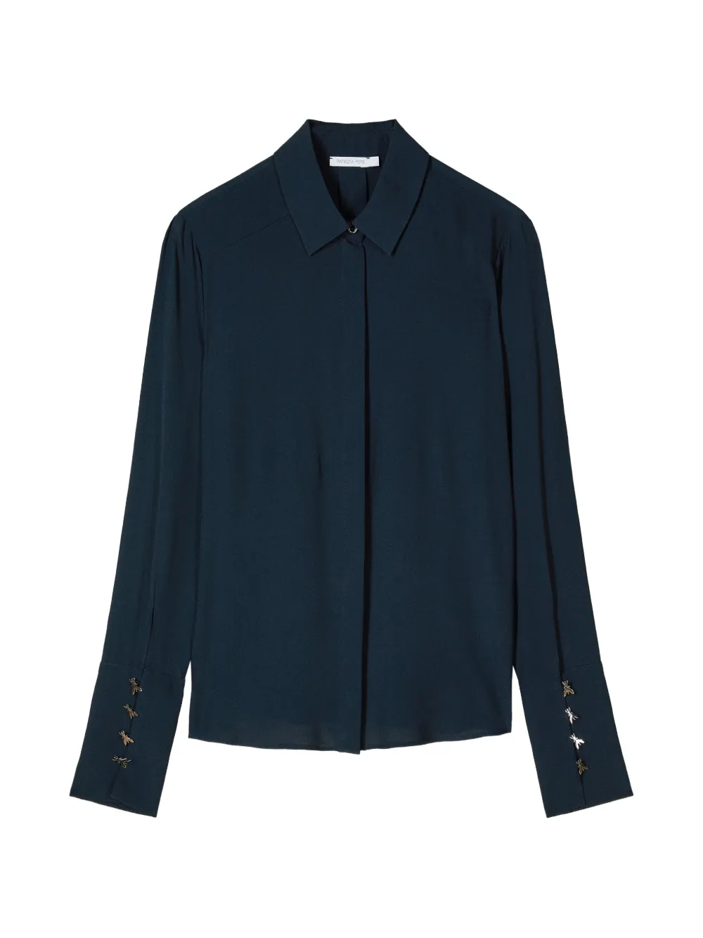 Patrizia Pepe Blouse met lange mouwen verfraaid met Fly-detail Blauw