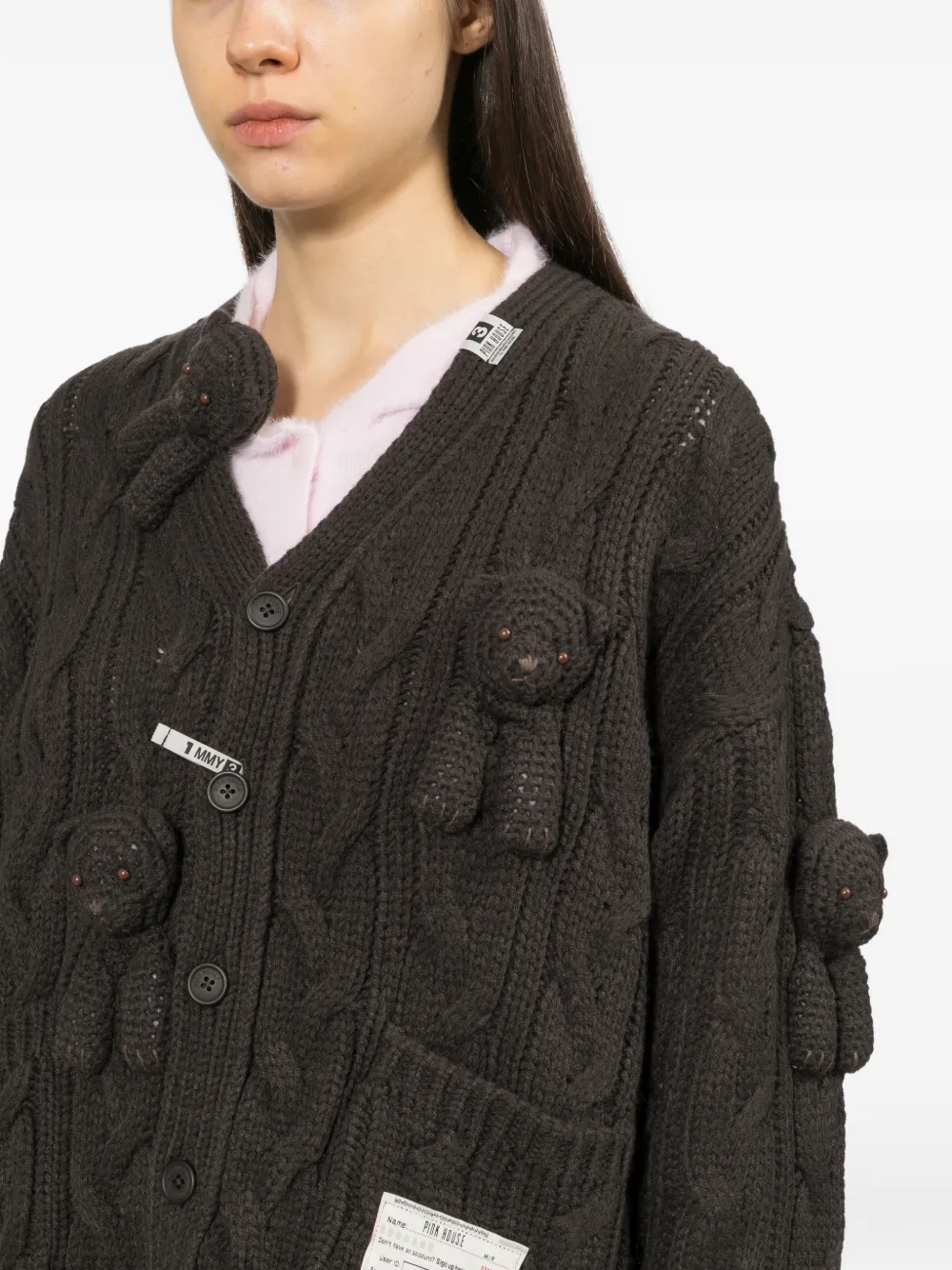 Maison MIHARA YASUHIRO x Pink House bear motif cardigan Grijs