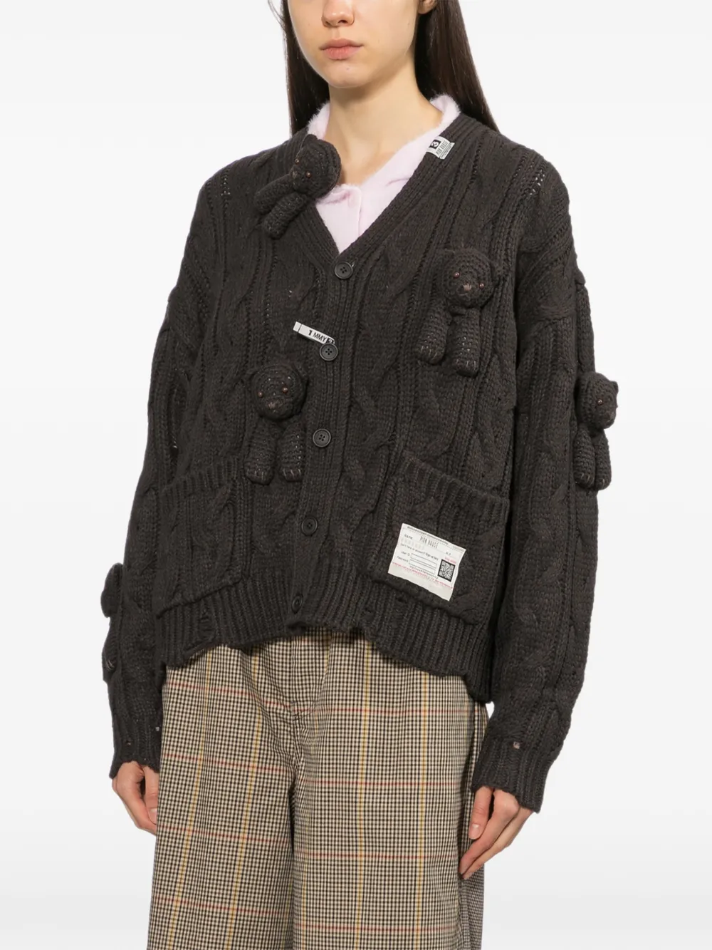 Maison MIHARA YASUHIRO x Pink House bear motif cardigan Grijs