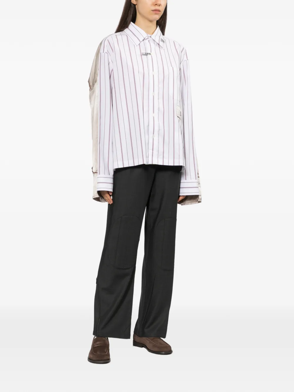 Maison MIHARA YASUHIRO Leon-embroidery stripe shirt Wit