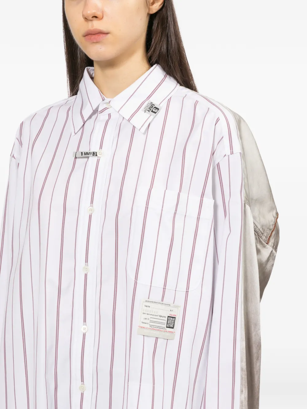Maison MIHARA YASUHIRO Leon-embroidery stripe shirt Wit
