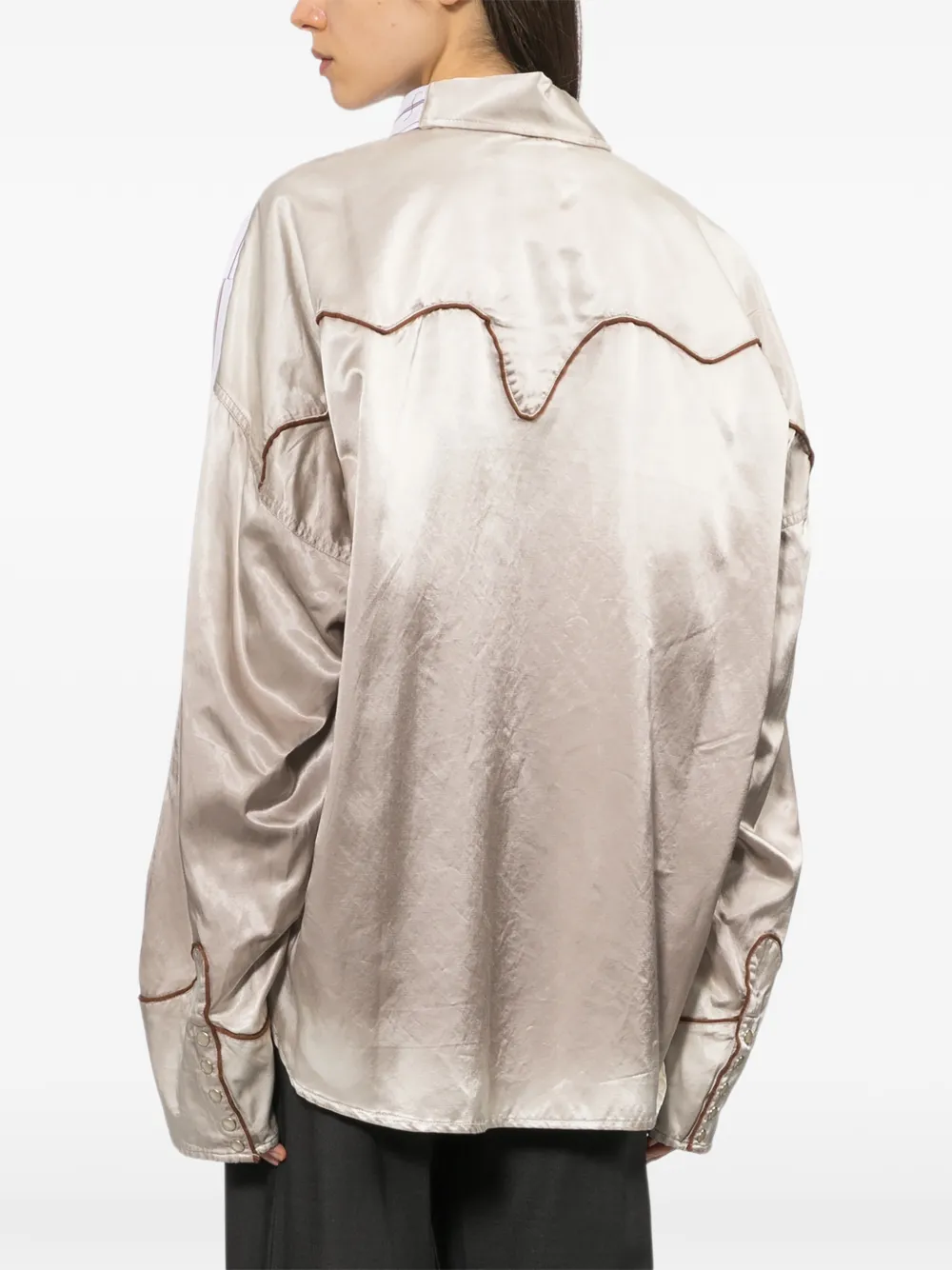 Maison MIHARA YASUHIRO Leon-embroidery stripe shirt Wit