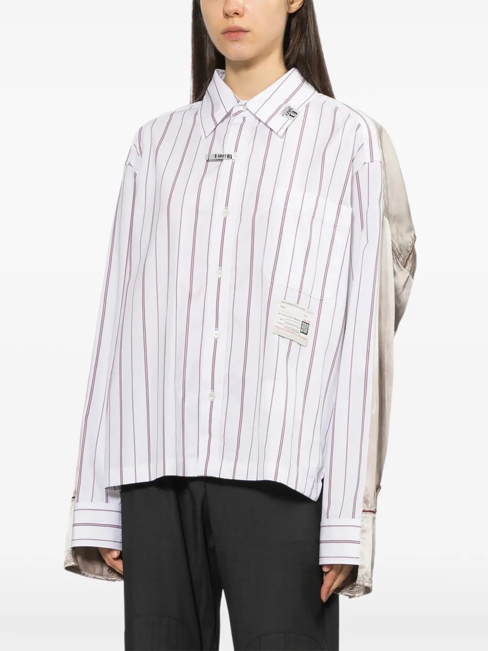 Maison MIHARA YASUHIRO Leon-embroidery stripe shirt Wit