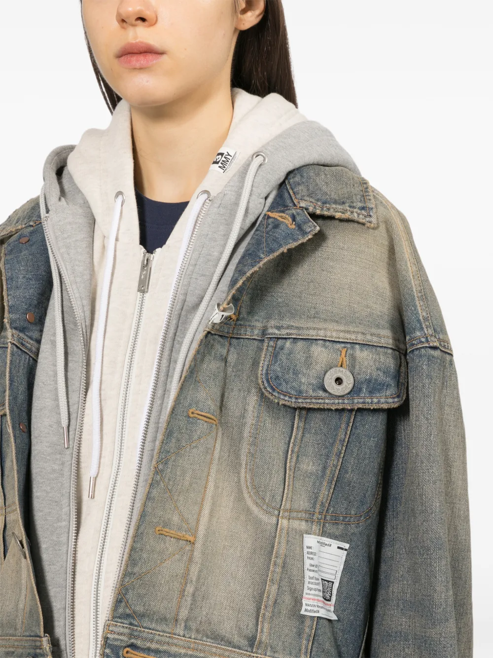Maison MIHARA YASUHIRO triple layered denim jacket Blauw