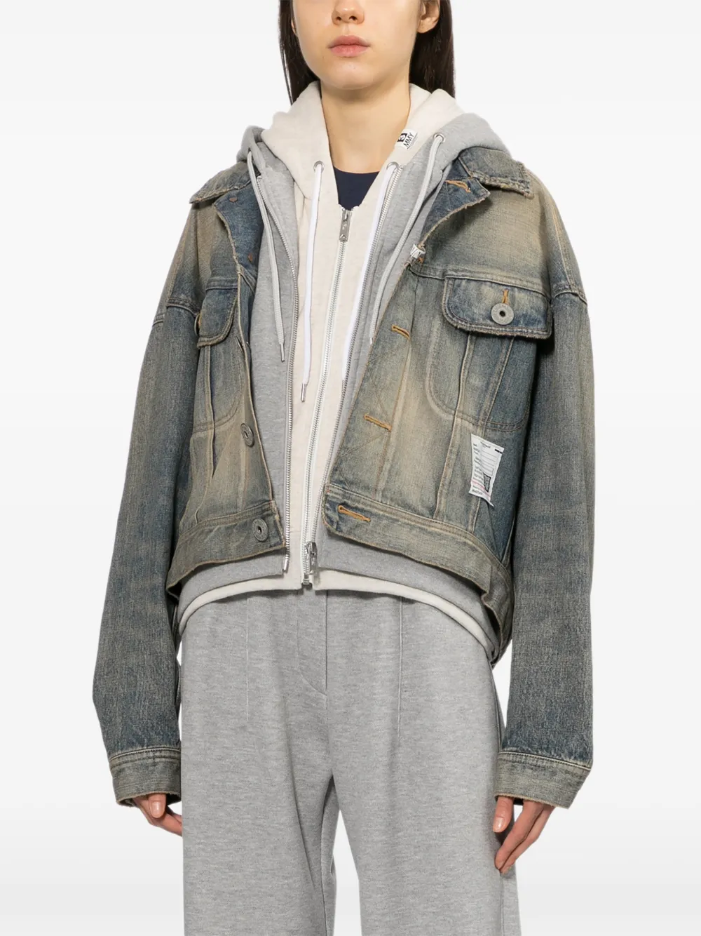 Maison MIHARA YASUHIRO triple layered denim jacket Blauw