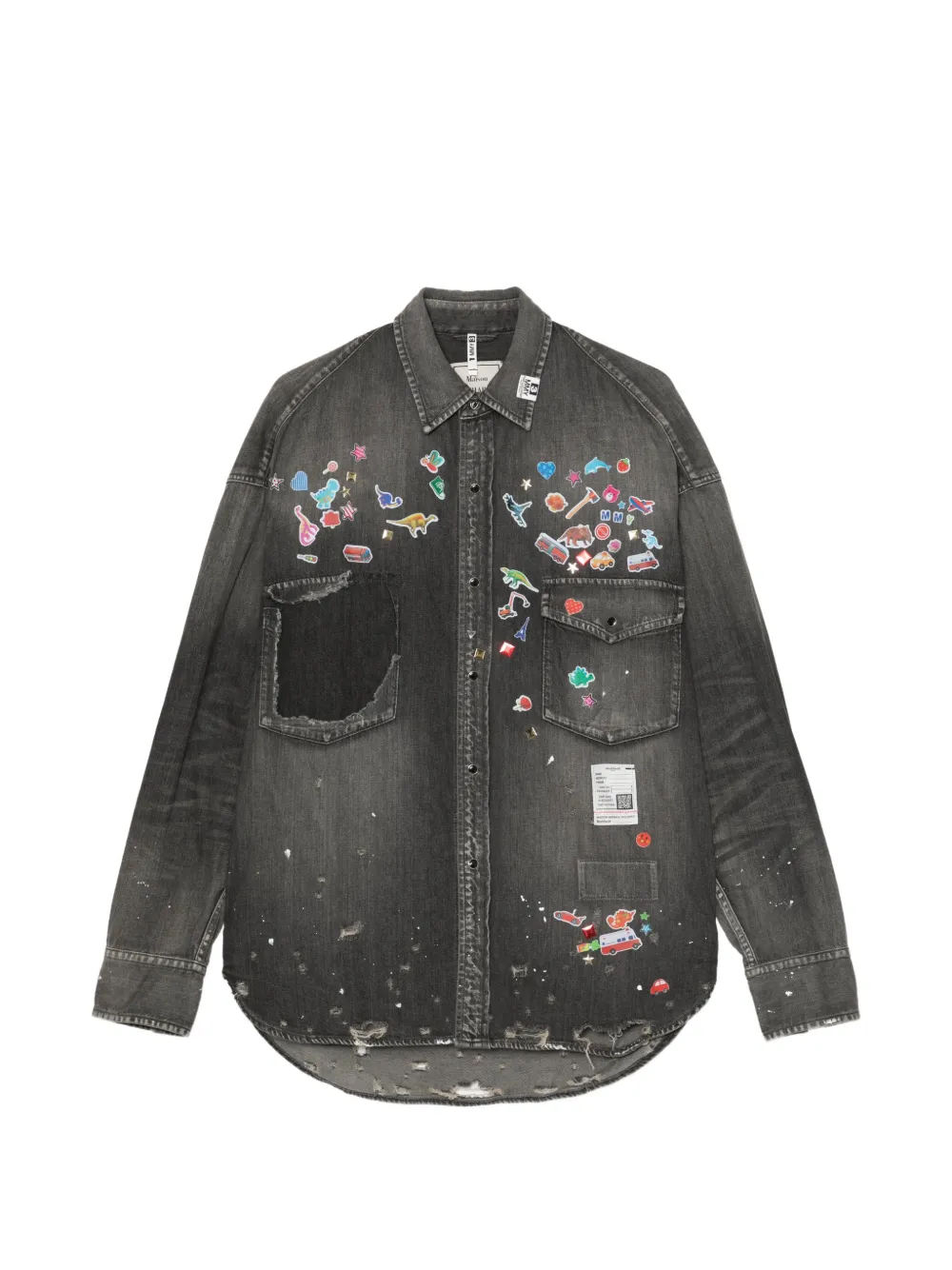 Maison MIHARA YASUHIRO chemise en jean à imprimé graphique - Noir