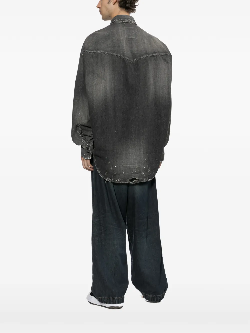 Maison MIHARA YASUHIRO kids sticker printed denim shirt Zwart