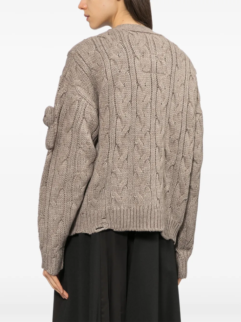 Maison MIHARA YASUHIRO Pink House x bear motif cardigan Beige