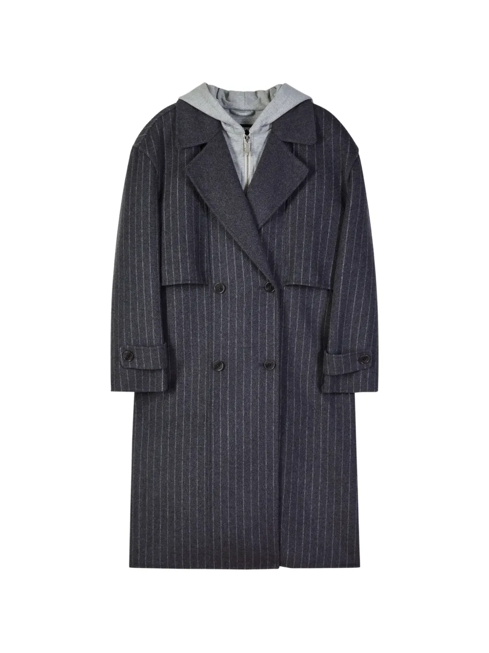 Patrizia Pepe pinstripe-pattern hooded coat - Grey