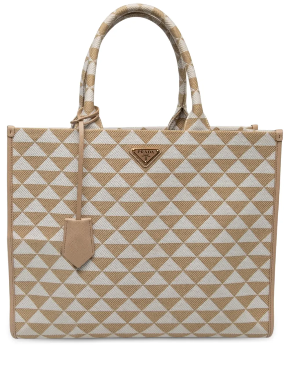 Prada Pre-Owned grand sac cabas Triangolo Jacquard Symbole (2013-2026) - Marron