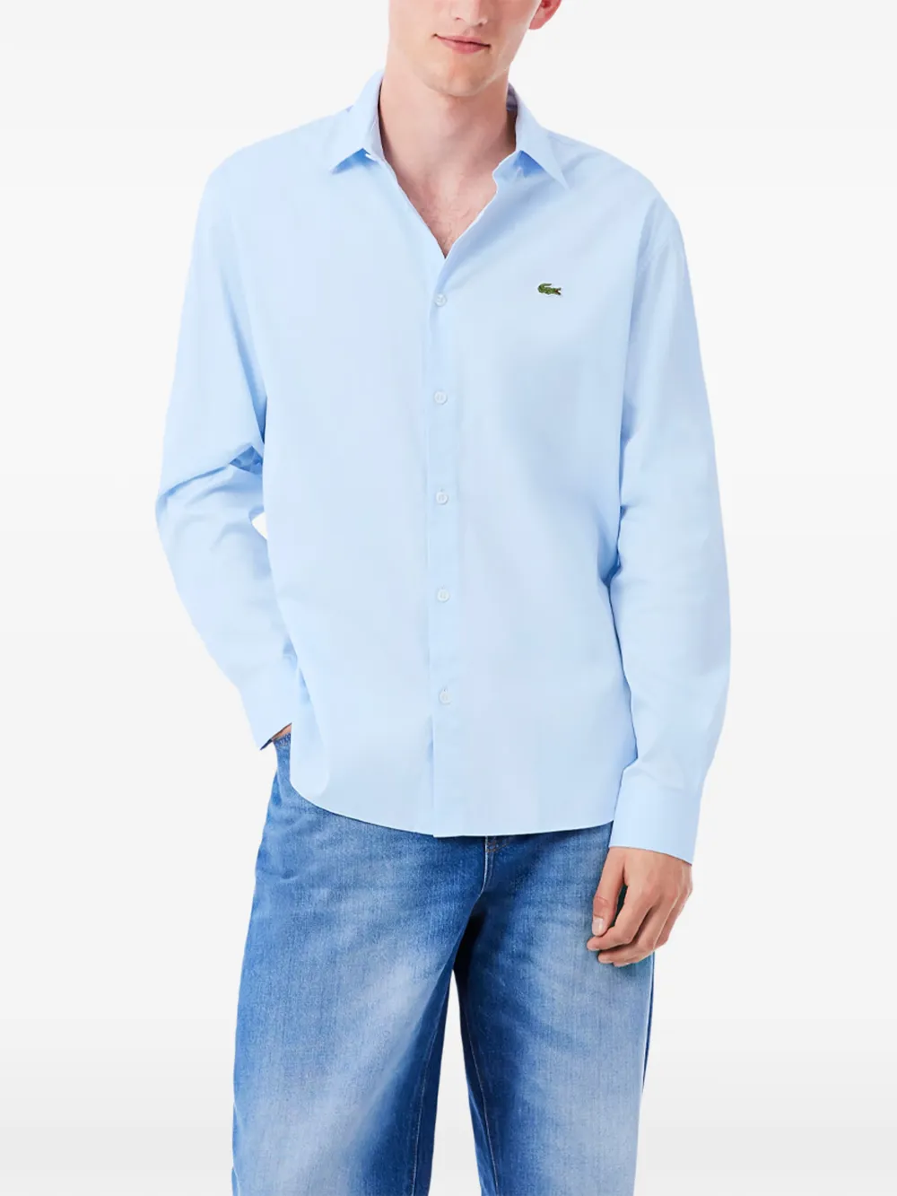 Lacoste regular-fit pinpoint shirt Blauw