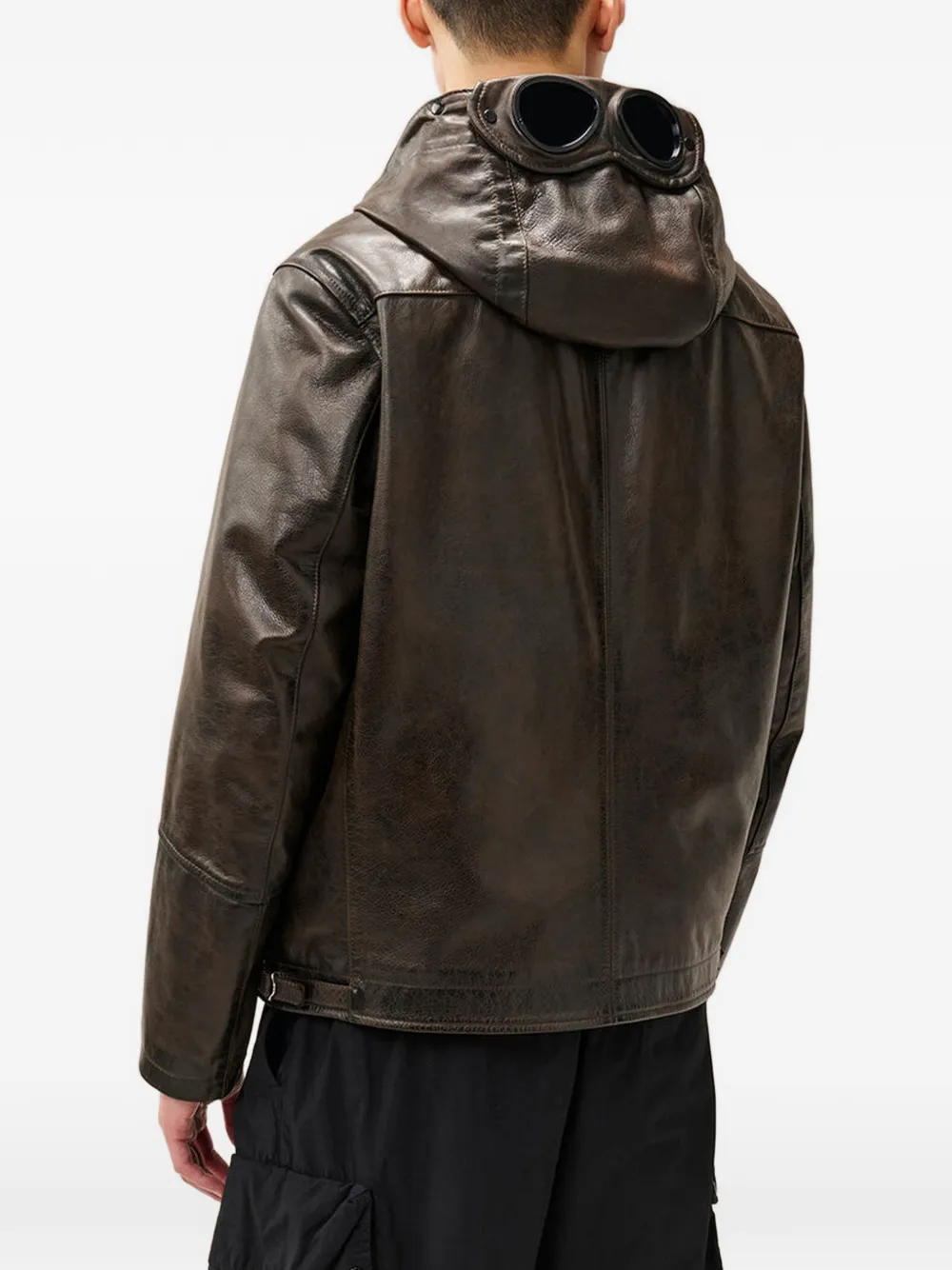 C.P. Company leather Goggle jacket Bruin