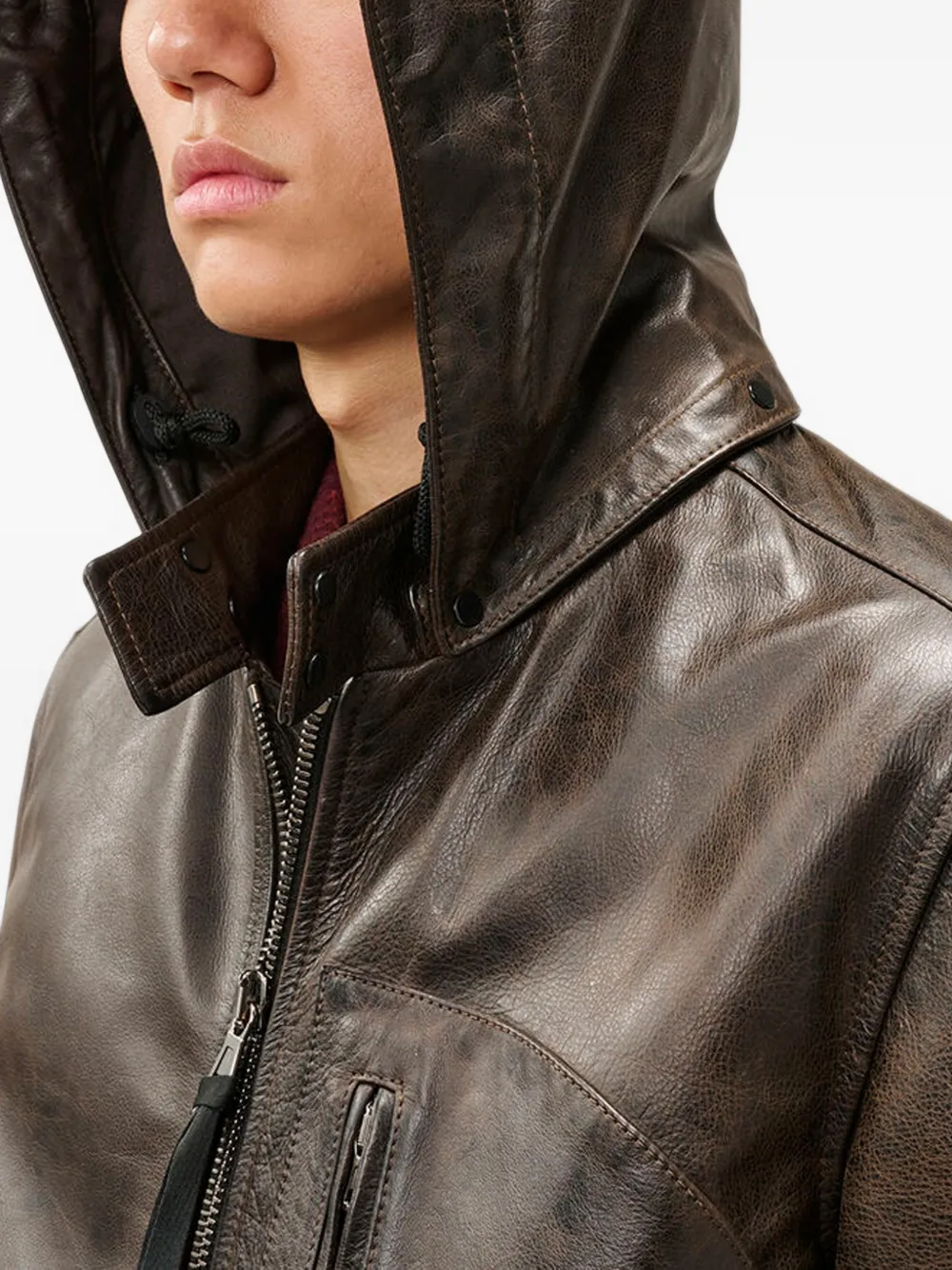 C.P. Company leather Goggle jacket Bruin