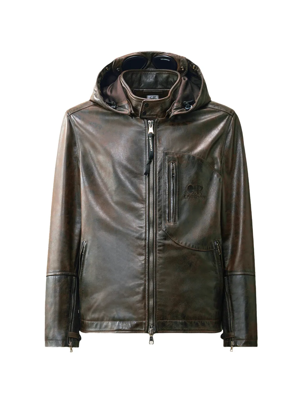 C.P. Company leather Goggle jacket - Braun