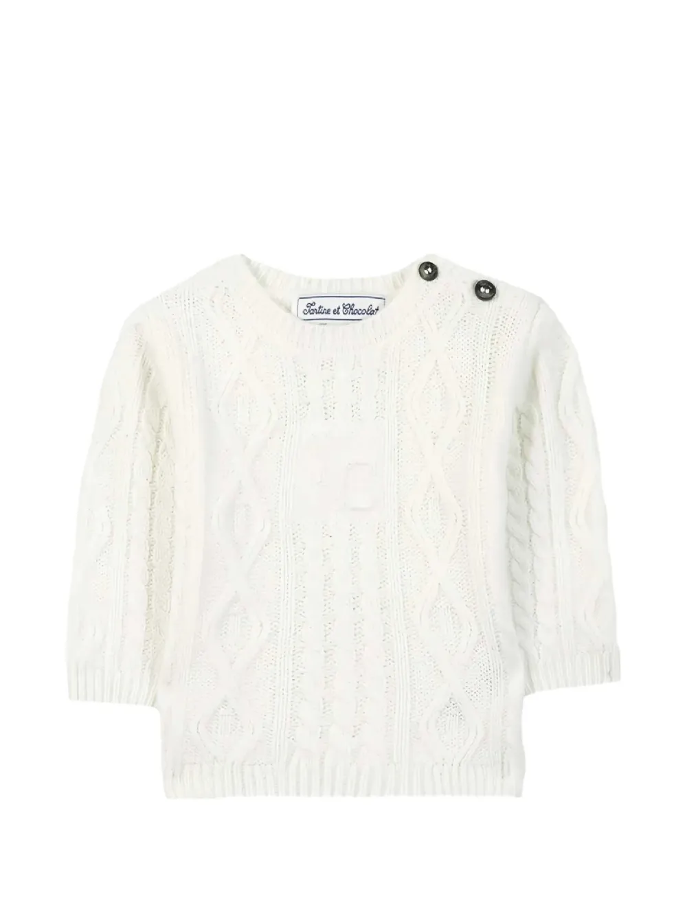 Tartine Et Chocolat cable-knit button-detail sweater - Bianco