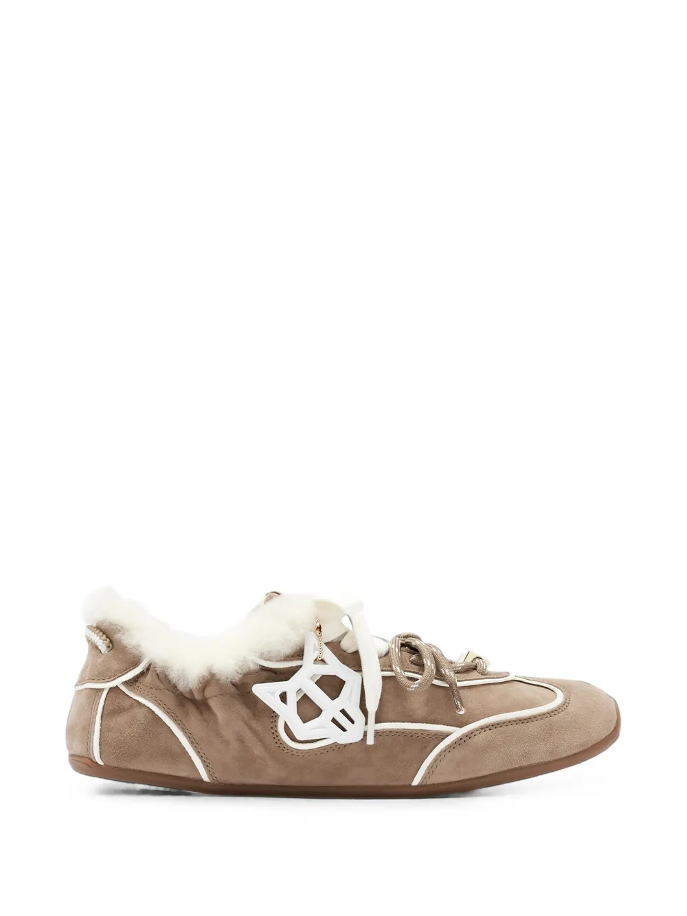 NAKED WOLFE Soul shearling-trim sneakers - Tons neutres