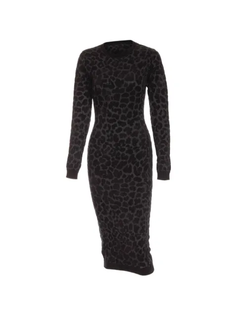 Just Cavalli leopard-print long-sleeve midi dress