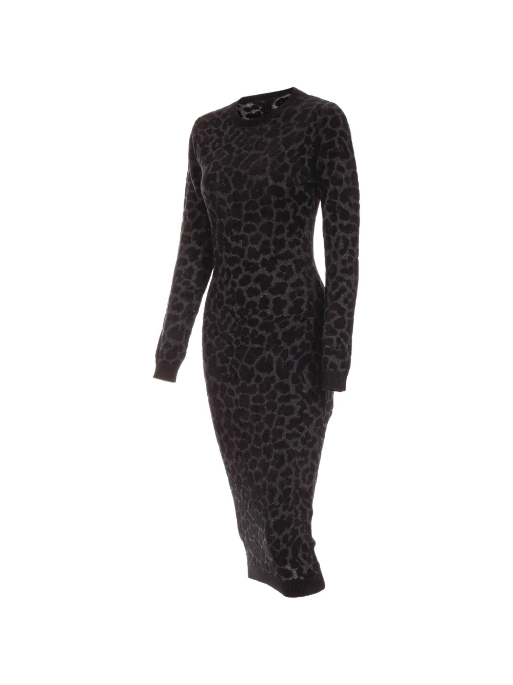 Just Cavalli Midi-jurk met luipaardprint en lange mouwen Zwart