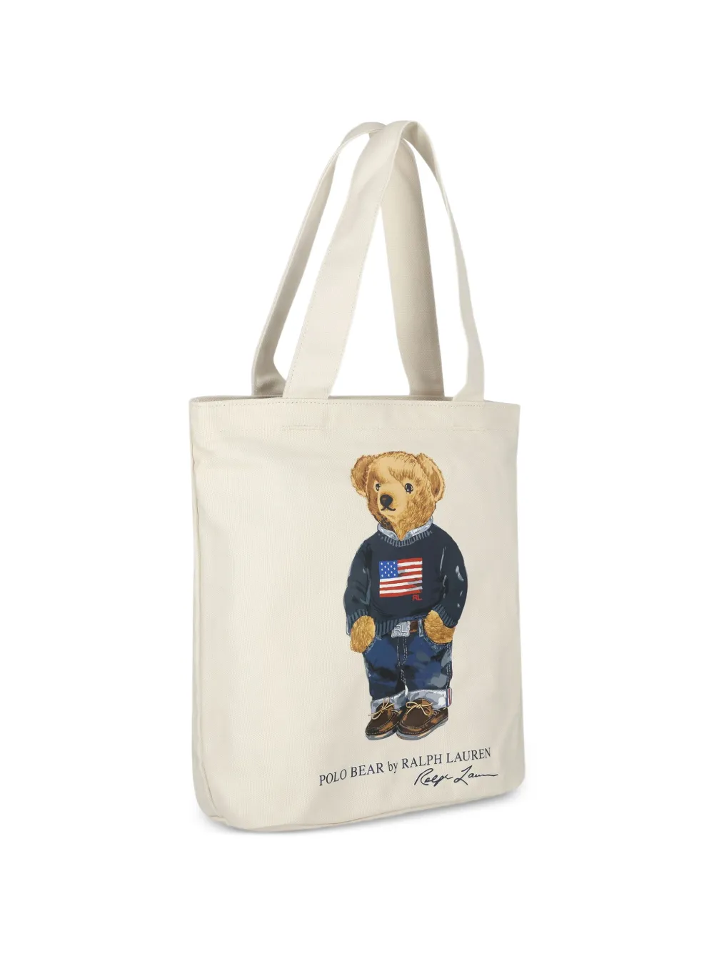 POLO RALPH LAUREN KIDS Polo Bear katoenen canvas shopper Beige