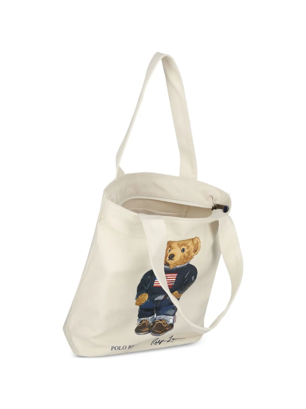 POLO RALPH LAUREN KIDS Polo Bear katoenen canvas shopper Beige