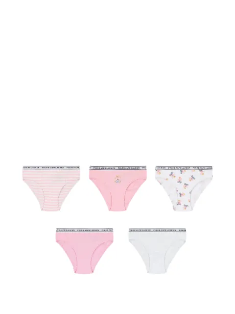 POLO RALPH LAUREN KIDS logo-waistband bikini briefs set of five