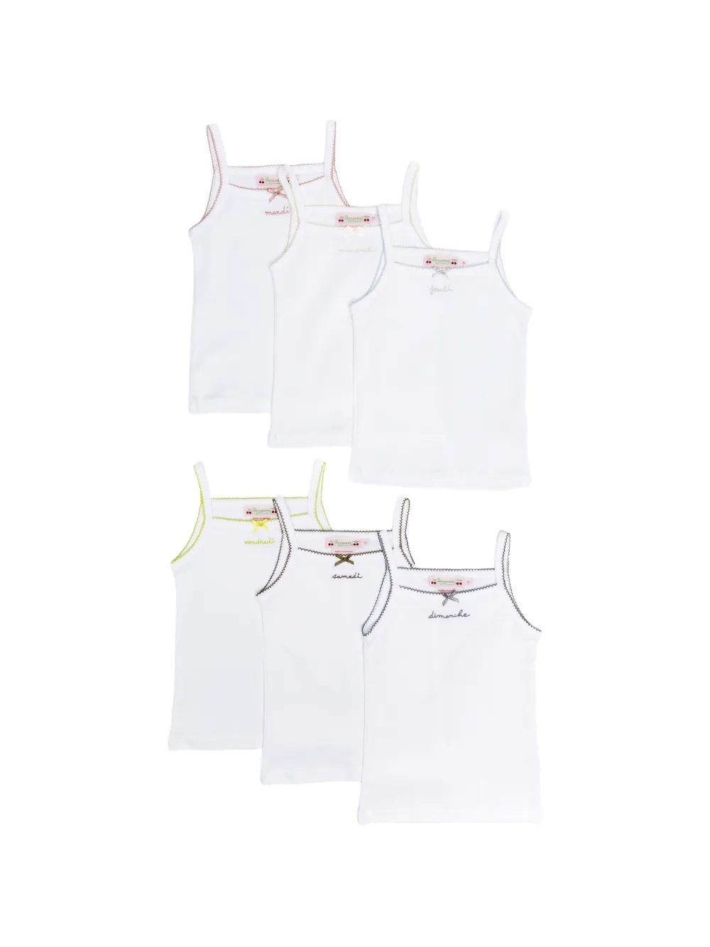 Bonpoint bow-detail tank tops (set of 6) - Blanc