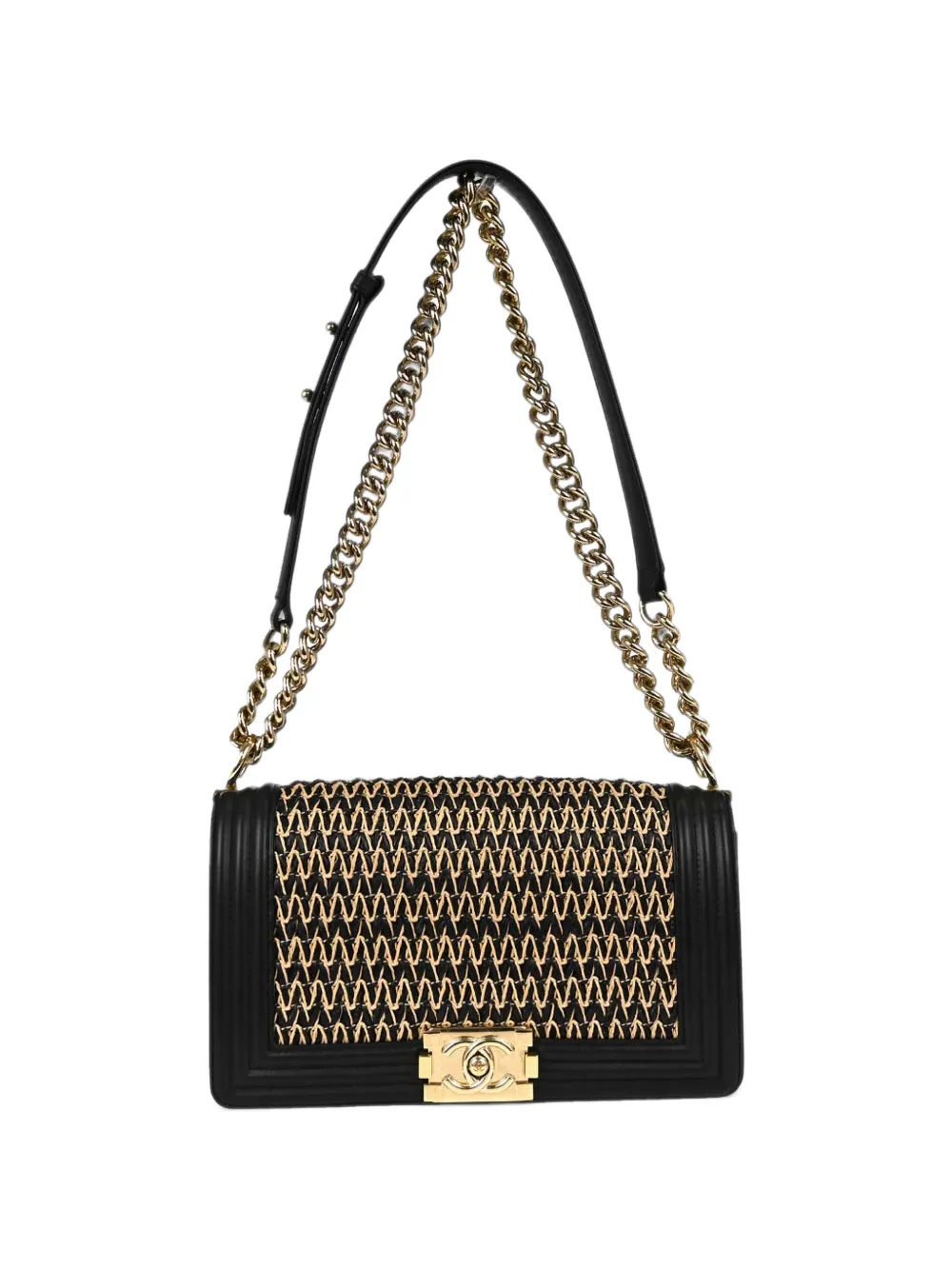 CHANEL Pre-Owned 2019 Boy Chanel chevron-woven shoulder bag - Schwarz